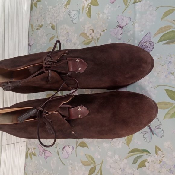 rag & bone Chocolate Brown Suede Platform 5" Heel Lace Up Booties Size 38 US 8 - Picture 3 of 11